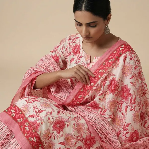 White_And_Pink_Soft_Touch_Unstitched_Cotton_Dress_Material