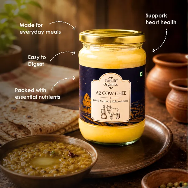 Pandit_Organics_A2_Desi_Gir_Cow_Ghee_500ml_(452g)_–_Pure_Cultured_Ghee_Made_Using_Traditional_Bilona_Method