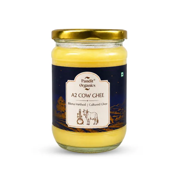 Pandit_Organics_A2_Desi_Gir_Cow_Ghee_500ml_(452g)_–_Pure_Cultured_Ghee_Made_Using_Traditional_Bilona_Method