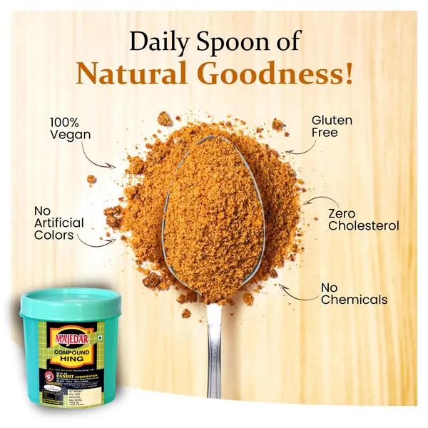 200_Gram_Majedar_Green_Brand_Strong_White_Hing_Powder_In_200gm_Round_Jar_Compounded_Bandhani_Asafoetida_Rich_Flavor_And_Aroma_For_Authentic_Indian_Cooking