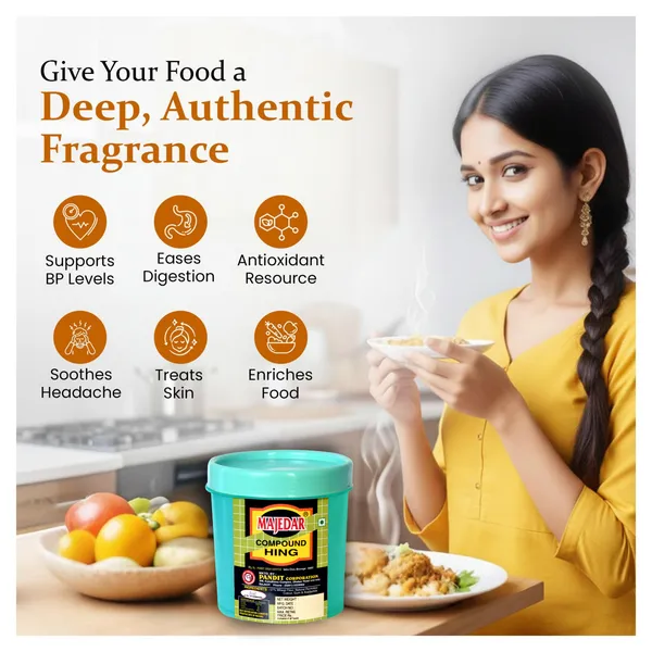 200_Gram_Majedar_Green_Brand_Strong_White_Hing_Powder_In_200gm_Round_Jar_Compounded_Bandhani_Asafoetida_Rich_Flavor_And_Aroma_For_Authentic_Indian_Cooking