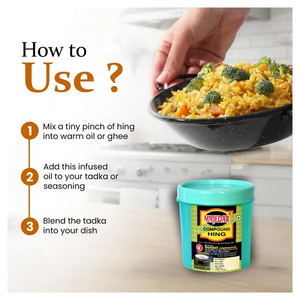200_Gram_Majedar_Green_Brand_Strong_White_Hing_Powder_In_200gm_Round_Jar_Compounded_Bandhani_Asafoetida_Rich_Flavor_And_Aroma_For_Authentic_Indian_Cooking