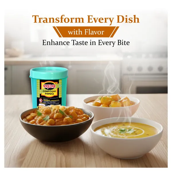 200_Gram_Majedar_Green_Brand_Strong_White_Hing_Powder_In_200gm_Round_Jar_Compounded_Bandhani_Asafoetida_Rich_Flavor_And_Aroma_For_Authentic_Indian_Cooking