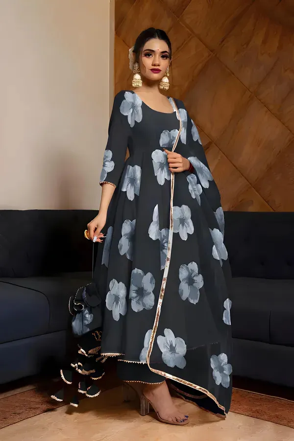 Black_Georgette_Premium_&_Elegant_Gown_&_Dupatta_Set_For_Women