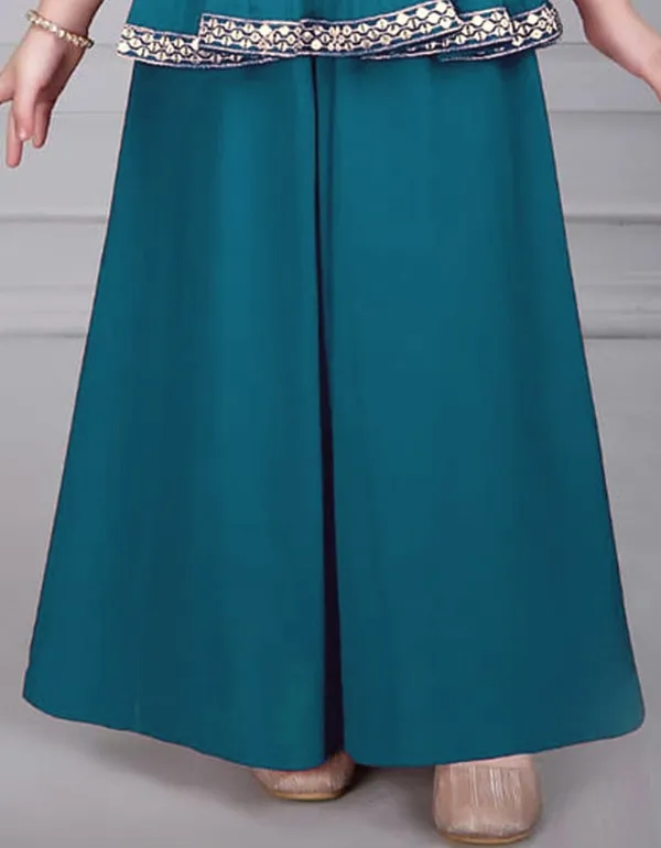 Blue_Crape_Premium_&_Elegant_Kurta_&_Sharara_Set_With_Dupatta_For_Girls