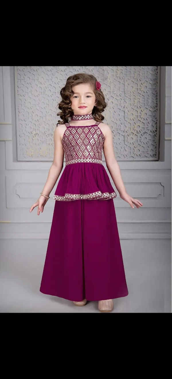 Purple_Crape_Premium_&_Elegant_Kurta_&_Sharara_Set_With_Dupatta_For_Girls