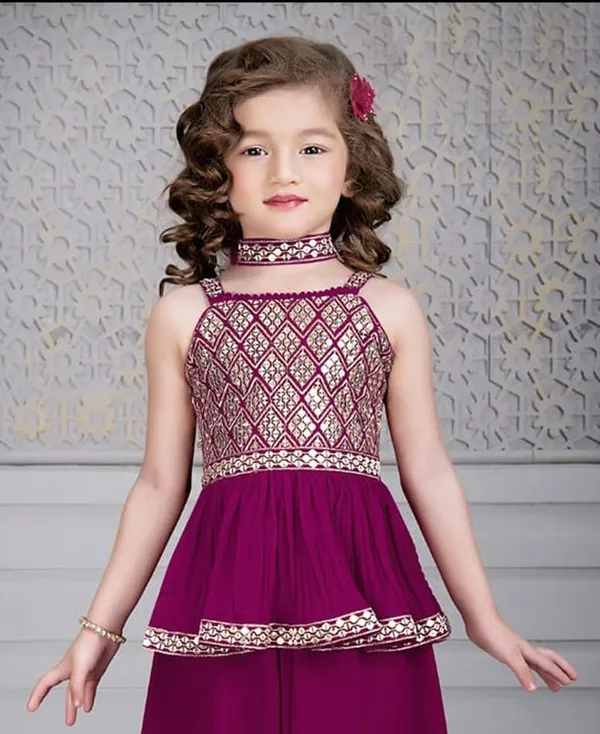 Purple_Crape_Premium_&_Elegant_Kurta_&_Sharara_Set_With_Dupatta_For_Girls