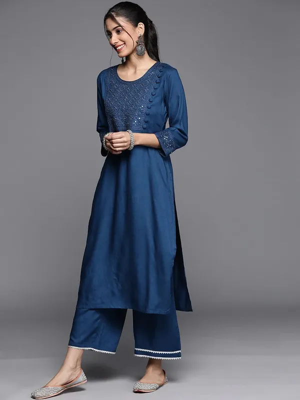 Blue_Havy_Rayon_Premium_&_Elegant_Kurta_&_Pant_Set_With_Dupatta_For_Women