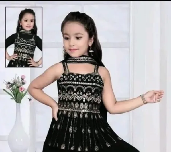 Black_Crape_Premium_&_Elegant_Kurta_&_Sharara_Set_With_Dupatta_For_Girls