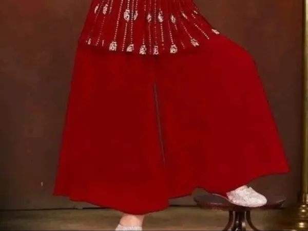 Red_Crape_Premium_&_Elegant_Kurta_&_Sharara_Set_With_Dupatta_For_Girls