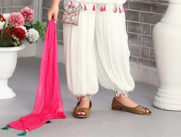 White_Crape_Premium_&_Elegant_Kurta_&_Patiala_Set_With_Dupatta_For_Girls