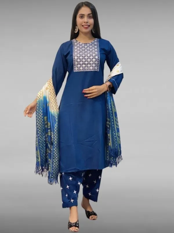 Blue_Rayon_Blend_Premium_&_Elegant_Kurta_&_Patiala_Set_With_Dupatta_For_Women