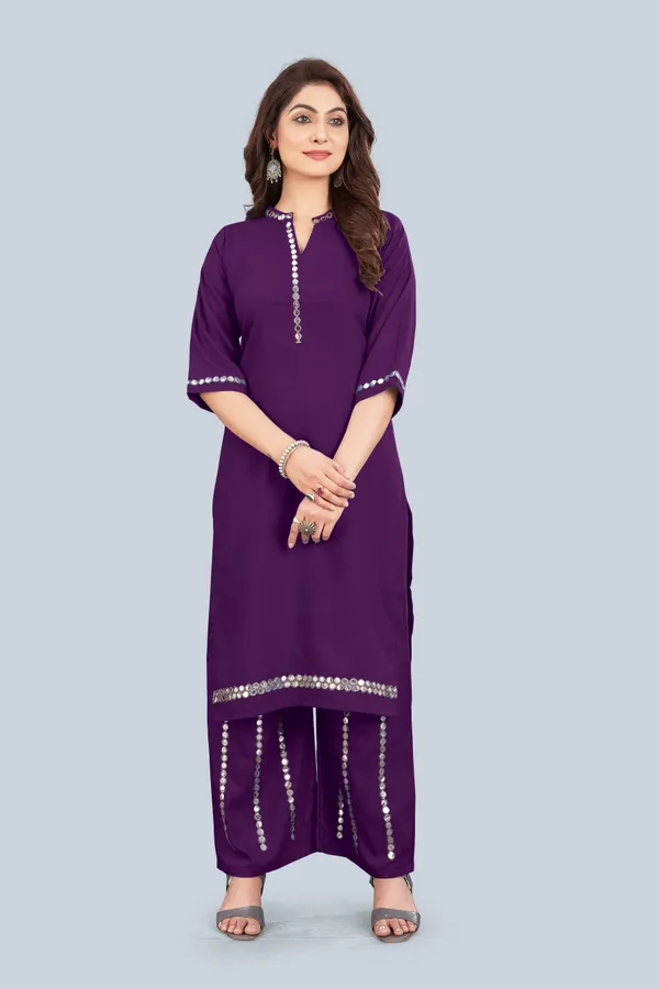 Purple_Rayon_Premium_&_Elegant_Kurta_&_Palazzo_Set_For_Women