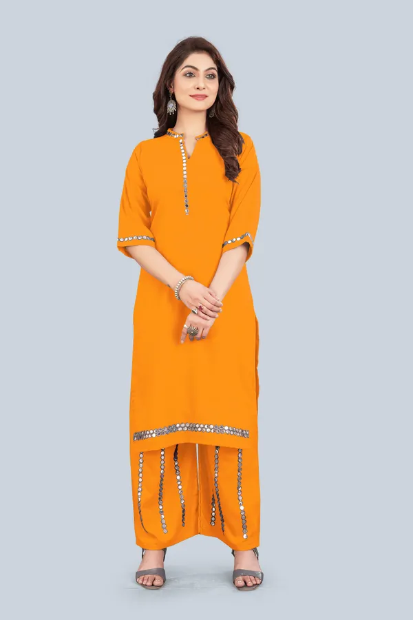 Yellow_Rayon_Premium_&_Elegant_Kurta_&_Palazzo_Set_For_Women