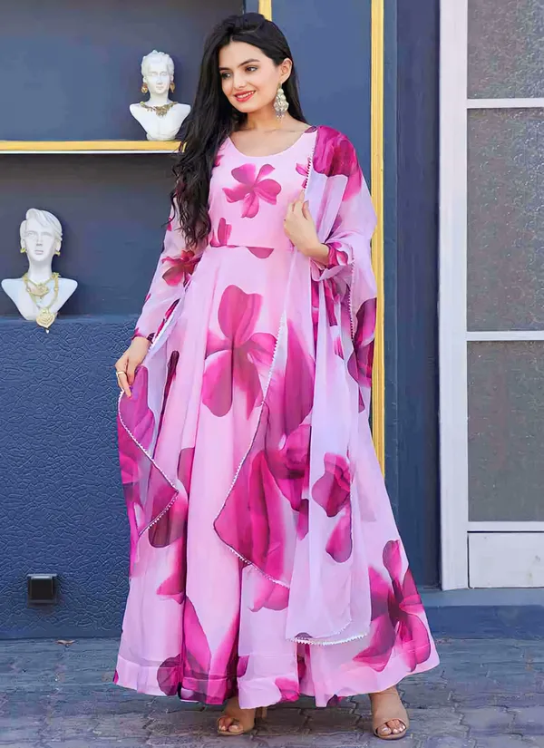 Pink_Georgette_Premium_&_Elegant_Gown_&_Dupatta_Set_For_Women