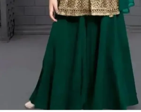 Green_Crape_Premium_&_Elegant_Kurta_&_Sharara_Set_With_Dupatta_For_Girls