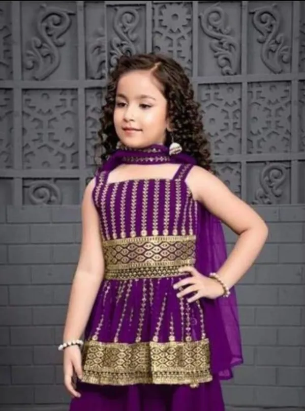 Purple_Crape_Premium_&_Elegant_Kurta_&_Sharara_Set_With_Dupatta_For_Girls