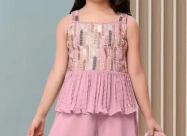 Pink_Crape_Premium_&_Elegant_Kurta_&_Sharara_Set_With_Dupatta_For_Girls