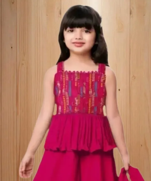Rani_Crape_Premium_&_Elegant_Kurta_&_Sharara_Set_With_Dupatta_For_Girls