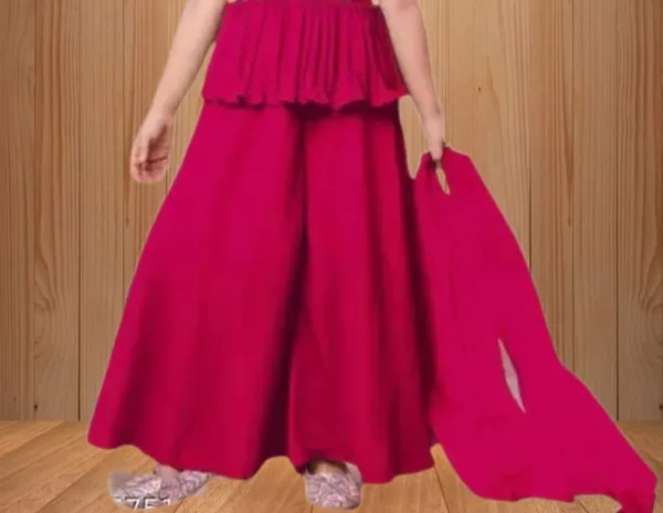 Rani_Crape_Premium_&_Elegant_Kurta_&_Sharara_Set_With_Dupatta_For_Girls