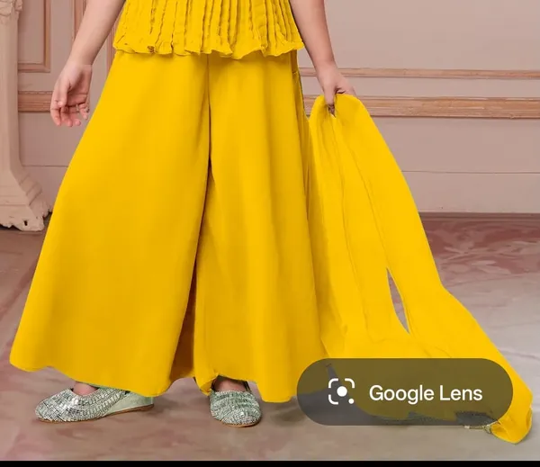 Yellow_Crape_Premium_&_Elegant_Kurta_&_Sharara_Set_With_Dupatta_For_Girls