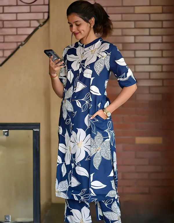 Blue_Rayon_Premium_&_Elegant_Kurta_&_Palazzo_Set_For_Women