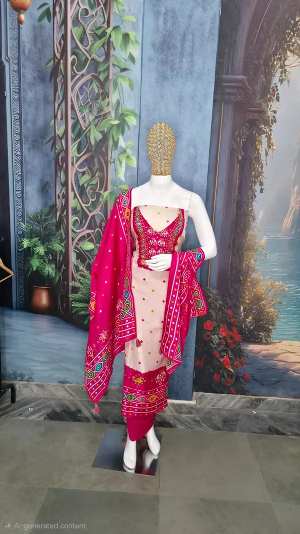 Rani_Pink_Embrace_Heritage_With_The_Patola_Silk_Unstitched_Suit_For_Women