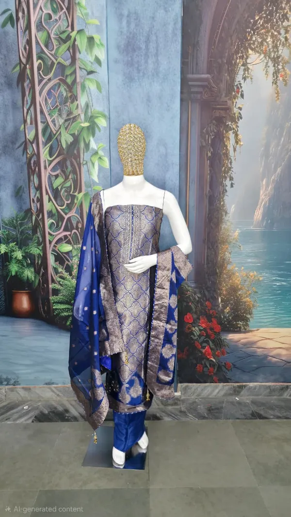 Regal_Blue_Banarasi_Brocade_Unstitched_Suit_Set_For_Women