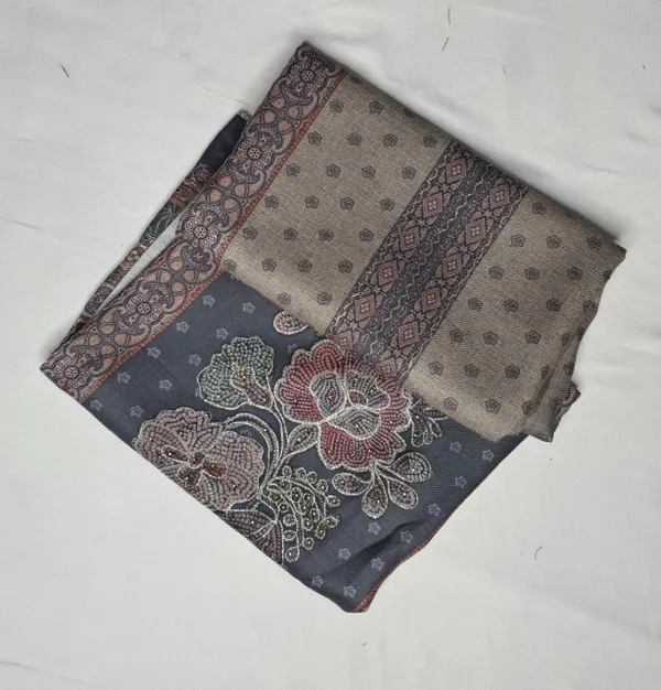 Charcoal_Grey_Luxurious_Pashmina_Wool_Unstitched_Suit_With_Printed_Shawl__For_Women