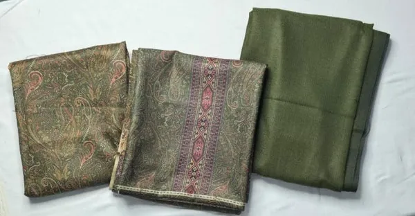 Olive_Green_Intricate_Weave_Pashmina_Unstitched_Suit__For_Women
