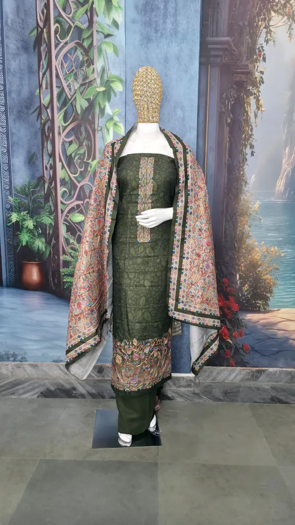 Olive_Green_Pashmina_Suit_Set_With_Hand-Woven_Shawl__For_Women