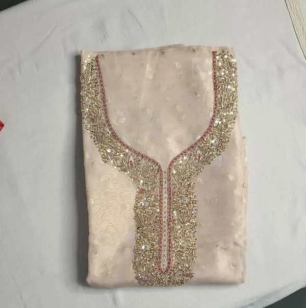 Peach_Banarsi_Silk_Unstitched_Suit_With_Heavy_Zari_Dupatta_For_Women