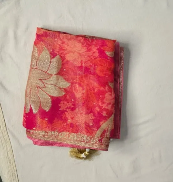 Peach_Banarsi_Silk_Unstitched_Suit_With_Heavy_Zari_Dupatta_For_Women