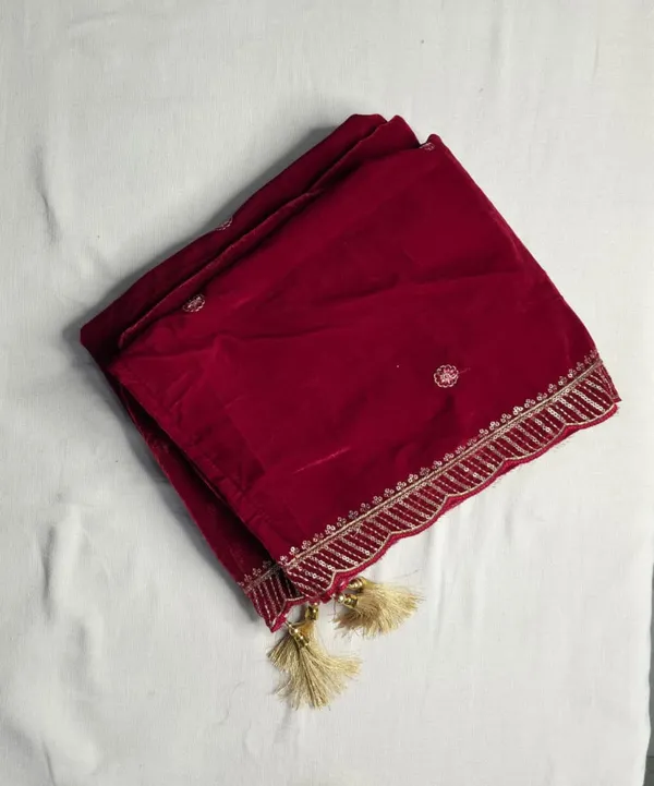 Regal_Maroon_Velvet_Unstitched_Suit_Set_With_Heavy_Zari_Embroidery__For_Women