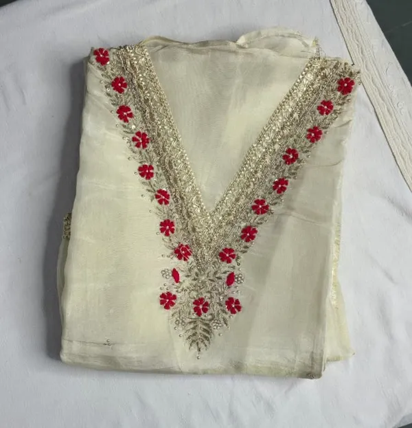 Gold_&_Beige_Royal_Silk_Art_Unstitched_Suit_Set_With_Gota_Patti_&_Heavy_Dupatta_For_Women