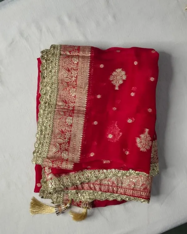 Gold_&_Beige_Royal_Silk_Art_Unstitched_Suit_Set_With_Gota_Patti_&_Heavy_Dupatta_For_Women