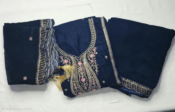 Navy_Blue_Velvet_Luxe_Suit_Set_With_Sequin_&_Tassel_Dupatta__For_Women