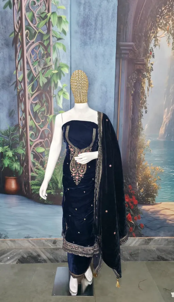 Navy_Blue_Velvet_Luxe_Suit_Set_With_Sequin_&_Tassel_Dupatta__For_Women