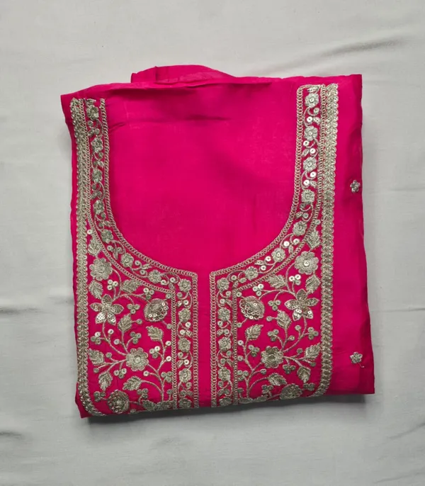Vibrant_Pink_&_Orange_Bandhani_Silk_Unstitched_Suit_Set_With_Gota_Work_For_Women