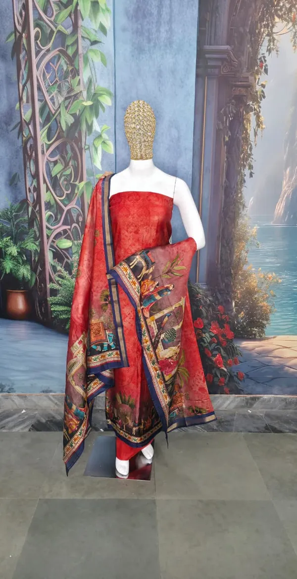 Maroon_Cotton_Silk_Unstitched_Suit_With_Miniature_Art_Digital_Print_Dupatta__For_Women