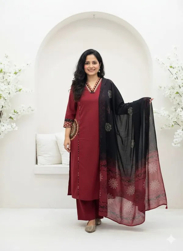 Maroon_Cotton_Printed_A_Line_Suit_For_Women