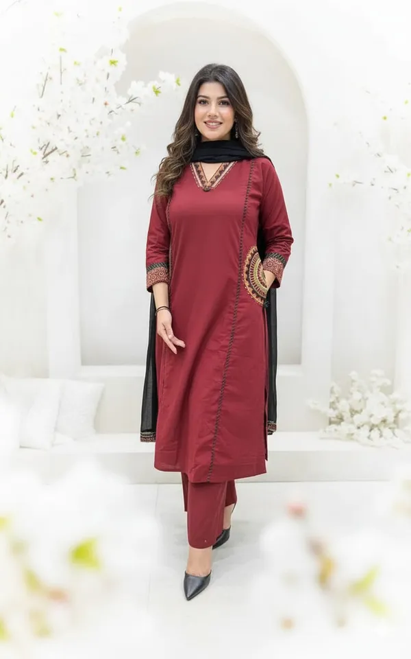 Maroon_Cotton_Printed_A_Line_Suit_For_Women