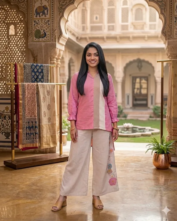 The_Tinge_Blush_Dual-Tone_Cotton_Co-ord_Set_with_Floral_Cotton_Flax_Pants_for_women