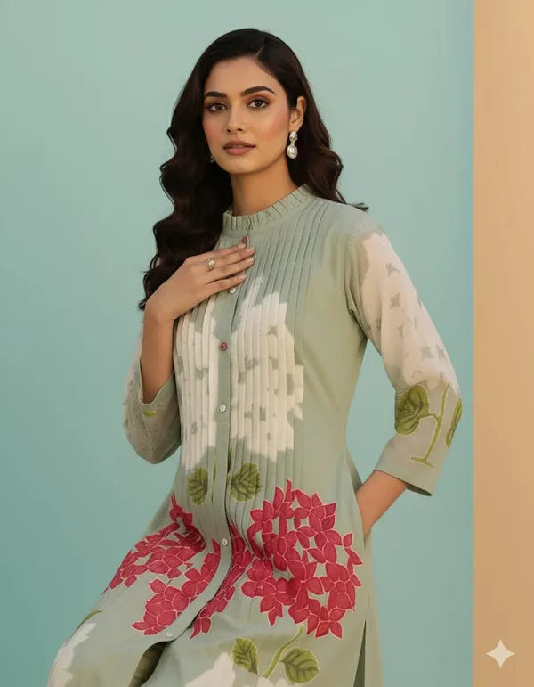 Pastel_Green_Mul_Cotton_Printed_A_Line_Flower_Leaf_Co-Ord_Set