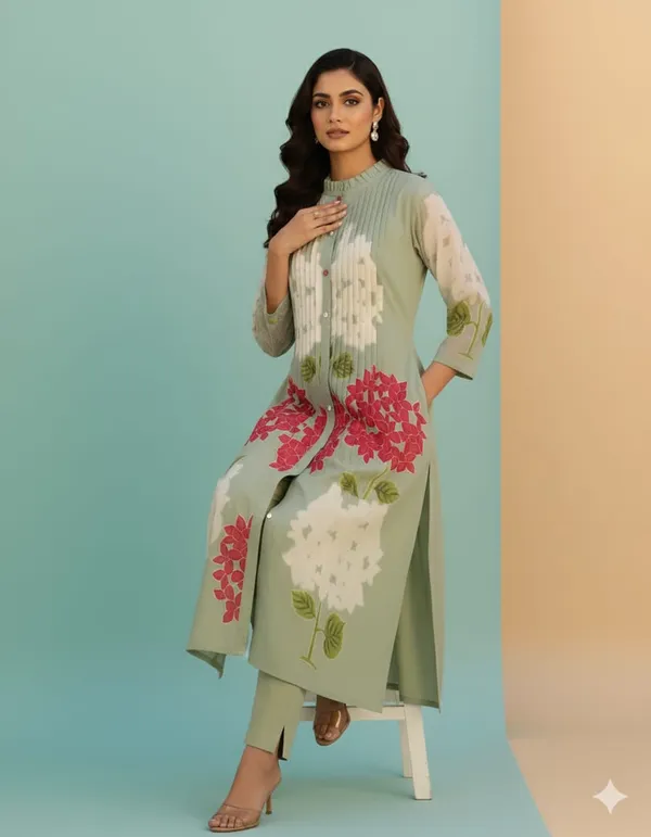 Pastel_Green_Mul_Cotton_Printed_A_Line_Flower_Leaf_Co-Ord_Set