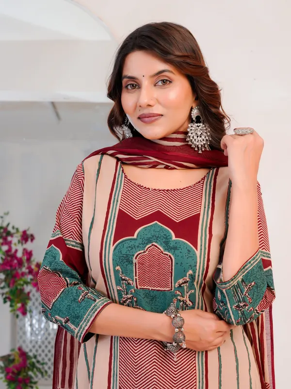 The_Tinge_Beige_&_Maroon_Panel_print_Straight_Suit_for_women