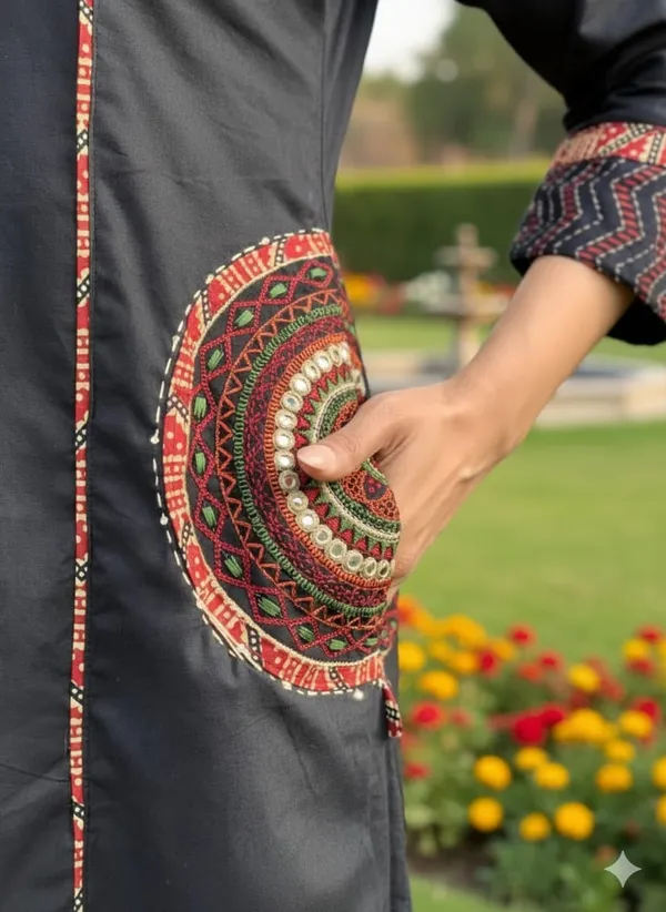 Black_Cotton_Printed_A_Line_Suit_For_Women