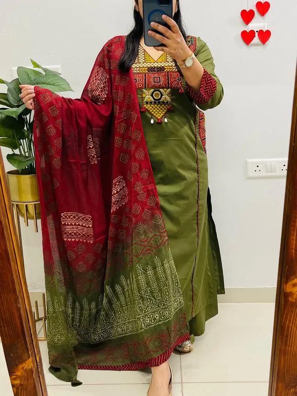 THE_TINGE_�_Riwaayat_Olive_Embroidered_Suit_Set_for_women