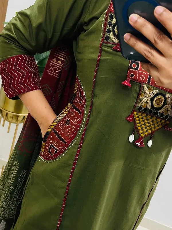 THE_TINGE_�_Riwaayat_Olive_Embroidered_Suit_Set_for_women