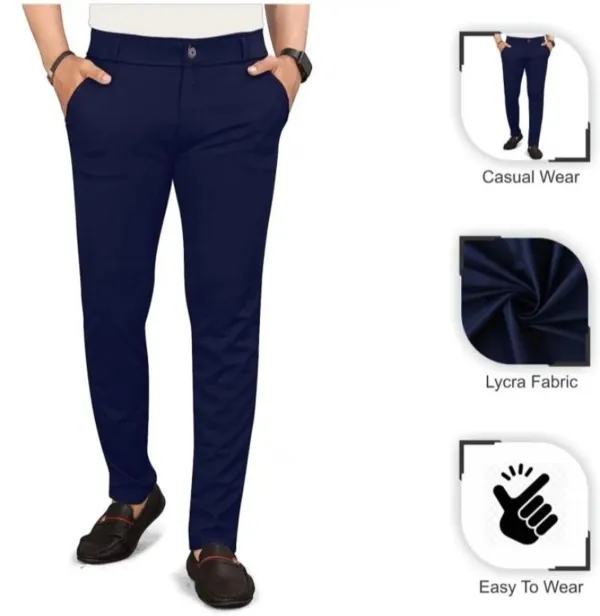 2_Men_Regular_Fit_Blue_&_Gray_Lycra_Blend_Trousers